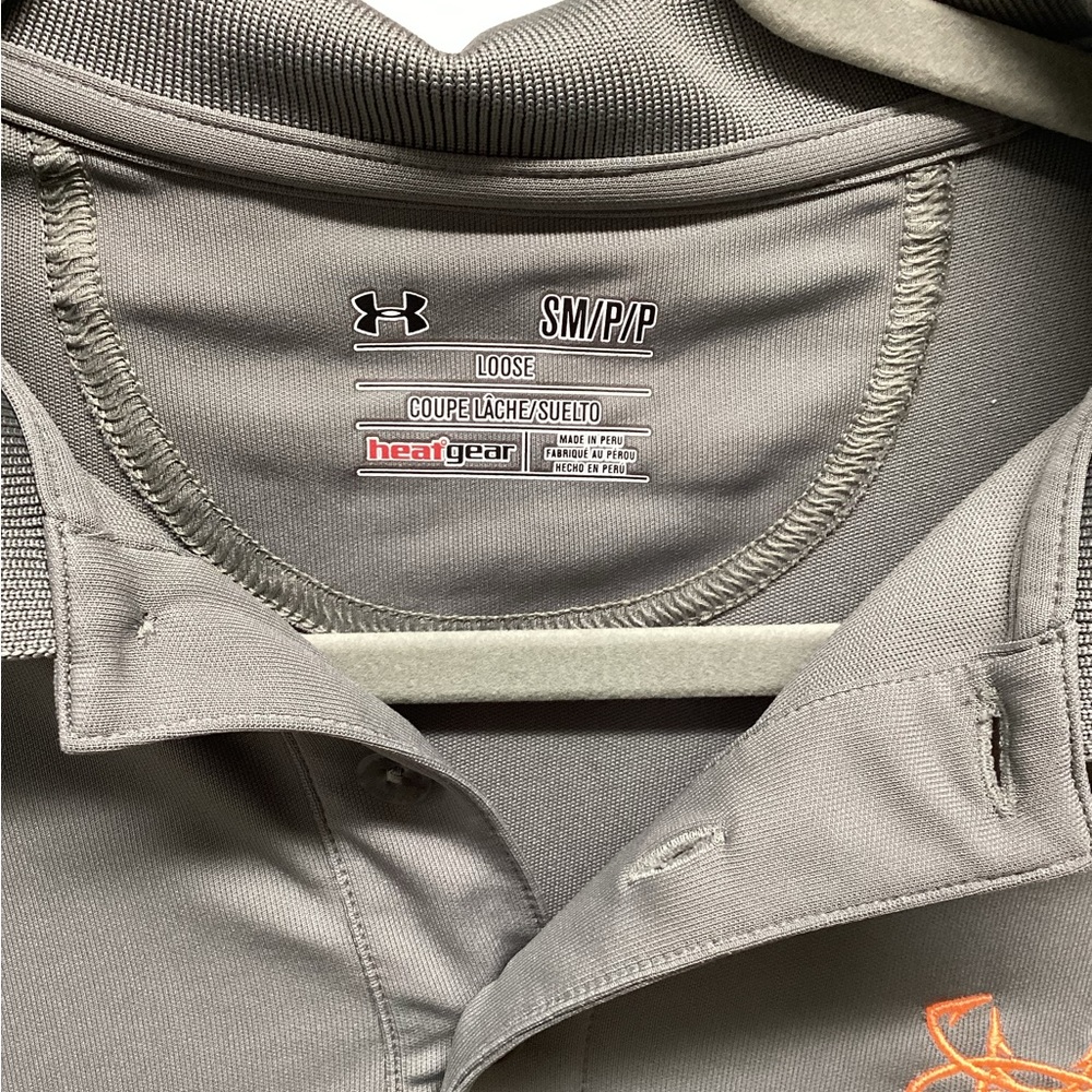 Under Armour Men's Heat Gear Polo Shirt in Gray with Orange Logo S - Picture 4 of 6